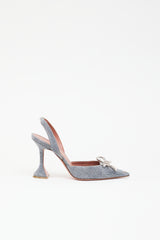 Amina Muaddi Denim Rosie Slingback Heel