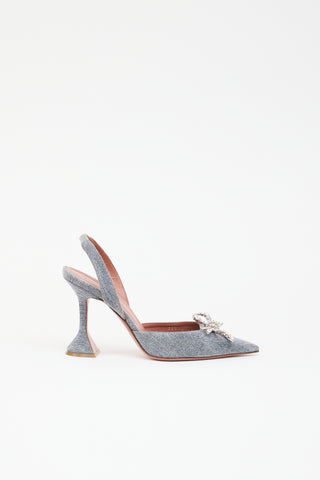 Amina Muaddi Denim Rosie Slingback Heel