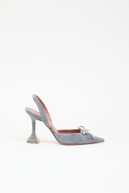 Amina Muaddi Denim Rosie Slingback Heel