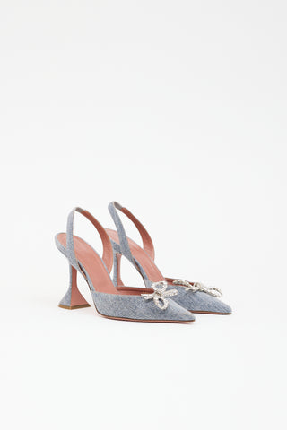 Amina Muaddi Denim Rosie Slingback Heel