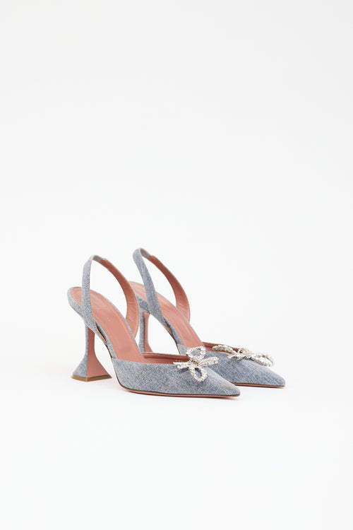 Amina Muaddi Denim Rosie Slingback Heel