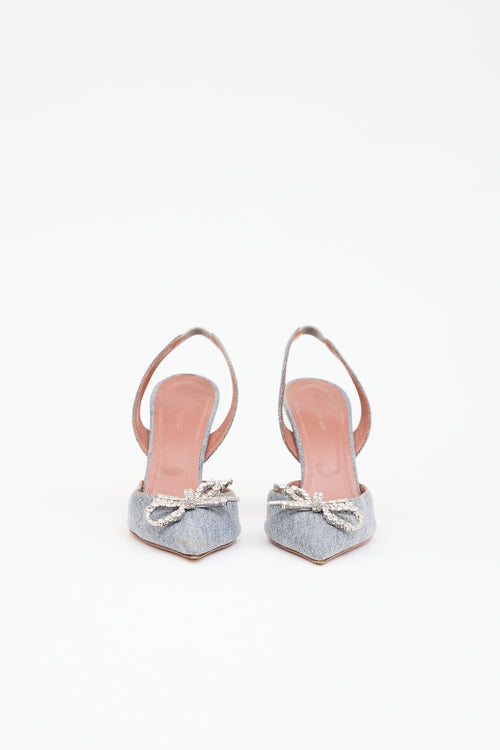 Amina Muaddi Denim Rosie Slingback Heel