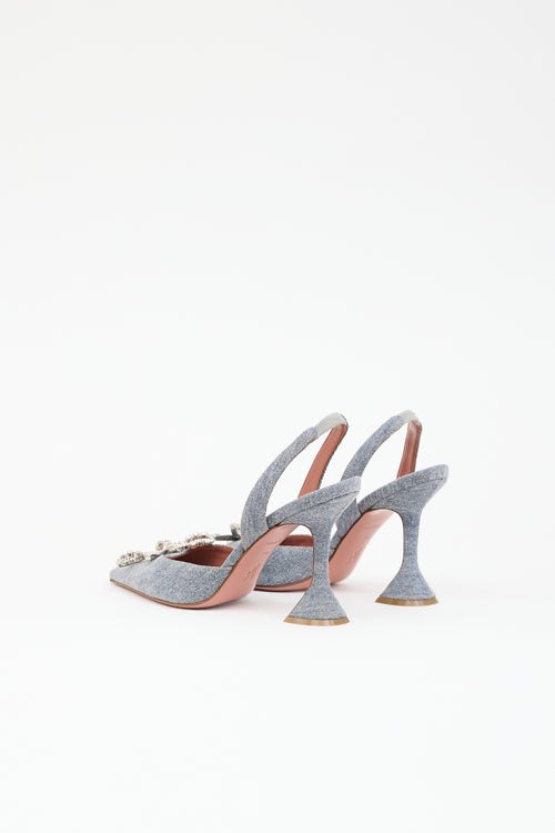 Amina Muaddi Denim Rosie Slingback Heel