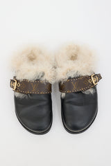 Louis Vuitton Leather & Shearling  Clog