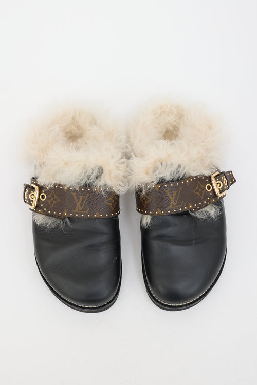 Louis Vuitton Leather & Shearling  Clog