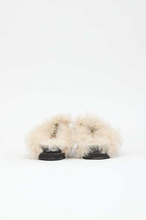 Louis Vuitton Leather & Shearling  Clog