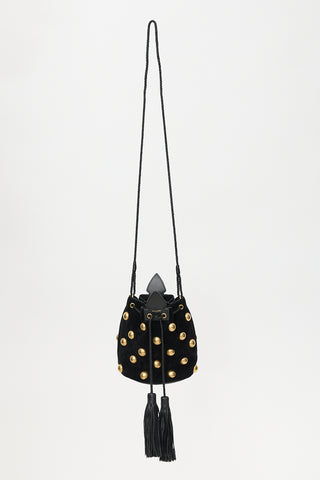 Saint Laurent Suede Studded Small Anja Bucket Bag