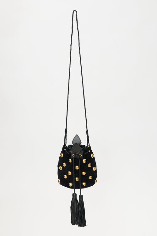 Saint Laurent Suede Studded Small Anja Bucket Bag