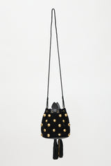 Saint Laurent Suede Studded Small Anja Bucket Bag