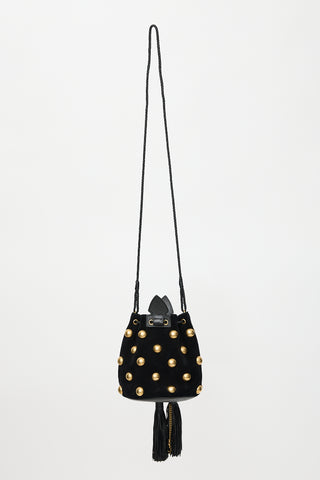 Saint Laurent Suede Studded Small Anja Bucket Bag