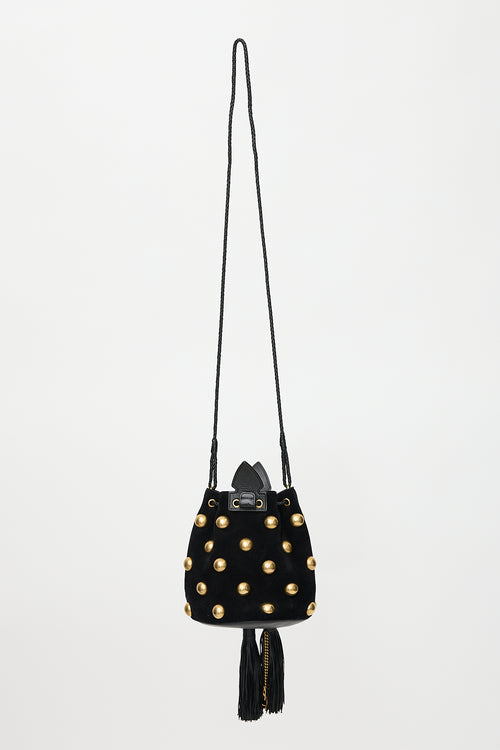 Saint Laurent Suede Studded Small Anja Bucket Bag