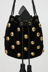 Saint Laurent Suede Studded Small Anja Bucket Bag