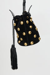 Saint Laurent Suede Studded Small Anja Bucket Bag