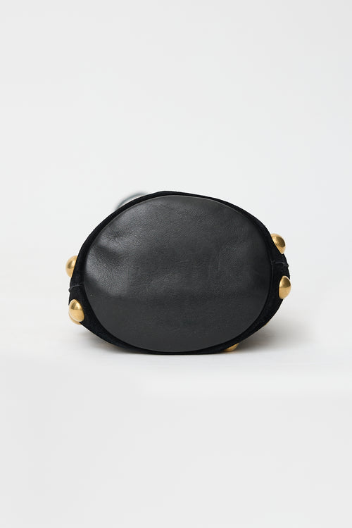 Saint Laurent Suede Studded Small Anja Bucket Bag