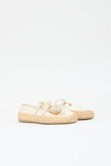 Prada Leather & Raffia Ballerina Flat