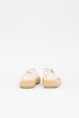 Prada Leather & Raffia Ballerina Flat
