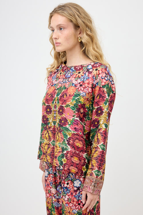 Pierre-Louis Mascia Silk Floral Two Piece Set