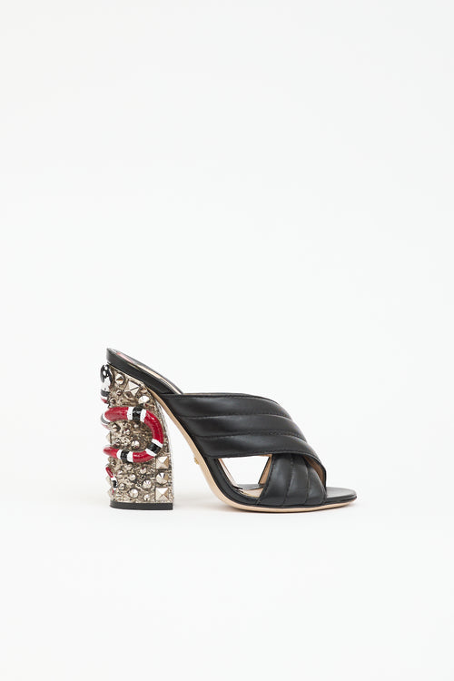 Gucci Leather Webby Snake Mule