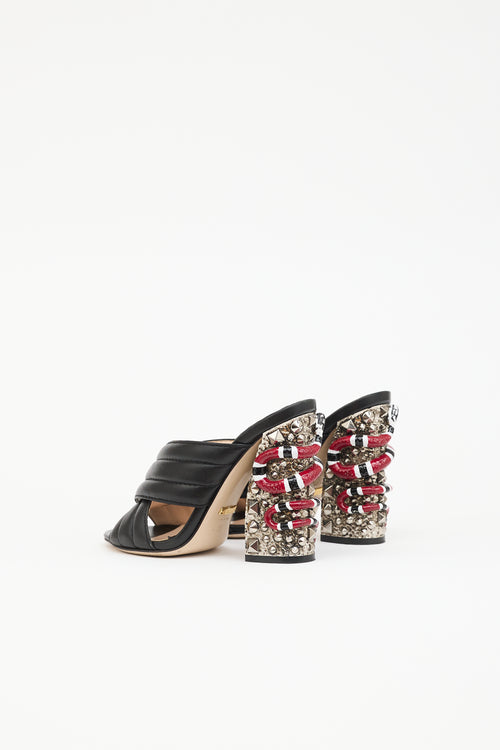 Gucci Leather Webby Snake Mule