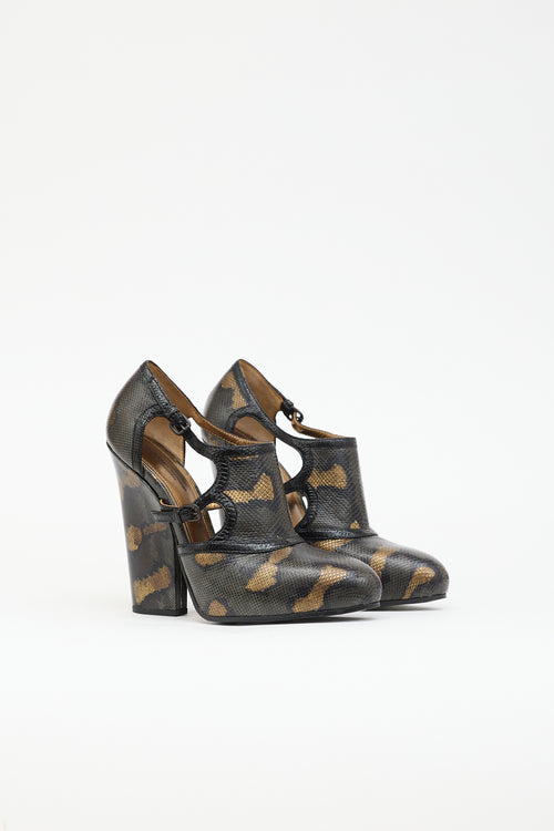 Bottega Veneta Leather Printed Cutout Pump