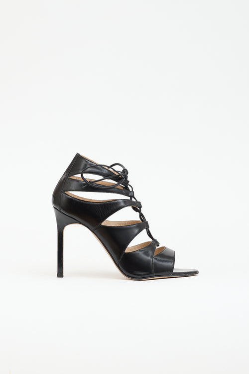 Manolo Blahnik Leather Lace Up  Pump
