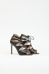 Manolo Blahnik Leather Lace Up  Pump