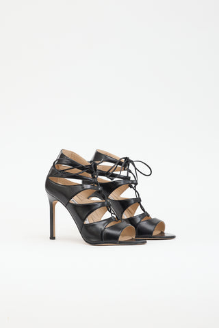 Manolo Blahnik Leather Lace Up  Pump