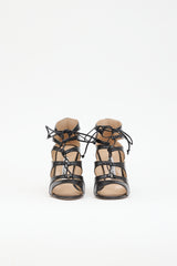 Manolo Blahnik Leather Lace Up  Pump