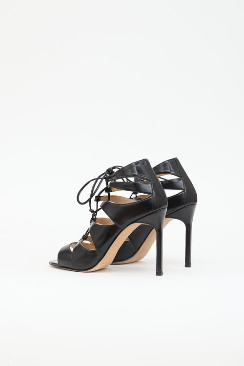 Manolo Blahnik Leather Lace Up  Pump