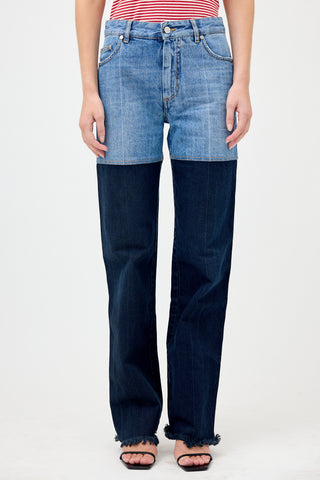 Peter Do Two Tone Straight Leg Jeans