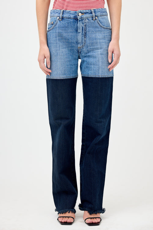 Peter Do Two Tone Straight Leg Jeans