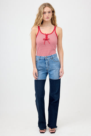 Peter Do Two Tone Straight Leg Jeans