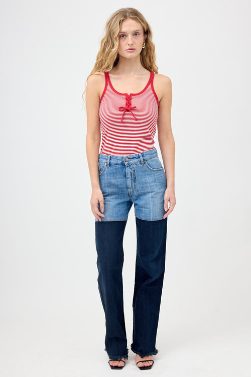Peter Do Two Tone Straight Leg Jeans