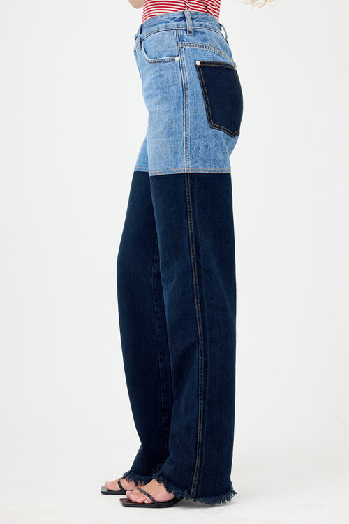 Peter Do Two Tone Straight Leg Jeans