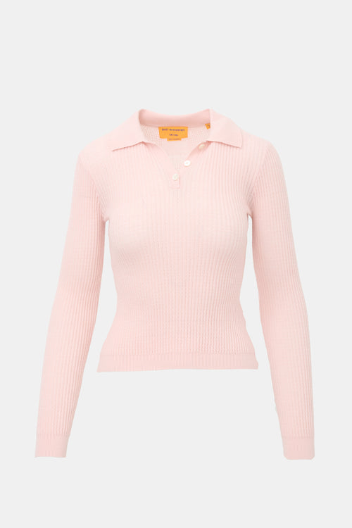 Guest In Residence Cashmere Ribbed Waffle Polo