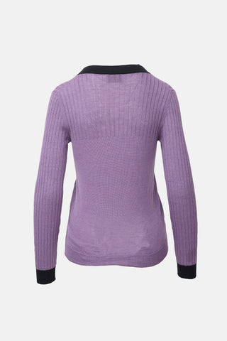 Prada Ribbed & Jersey Knit Cardigan