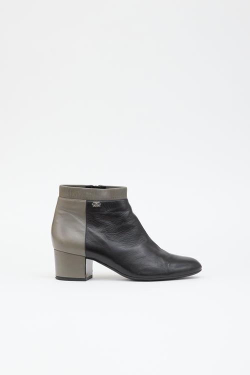 Chanel Leather Two Tone CC Boot