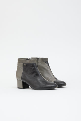 Chanel Leather Two Tone CC Boot