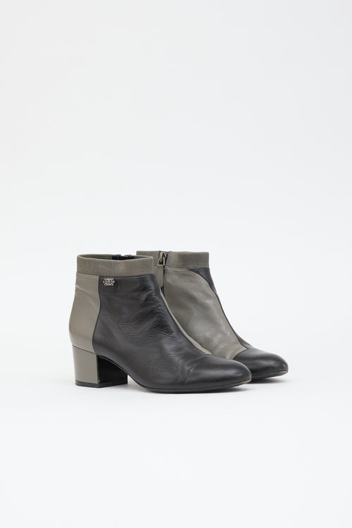 Chanel Leather Two Tone CC Boot