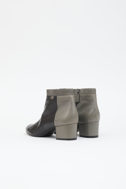 Chanel Leather Two Tone CC Boot