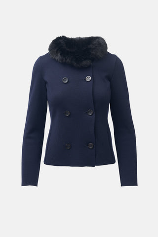 Prada Knit Fur Collar Jacket