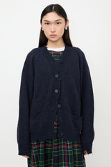 Maison Margiela Distressed Wool Cut Out Cardigan
