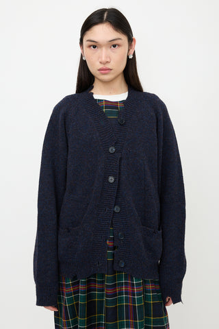 Maison Margiela Distressed Wool Cut Out Cardigan