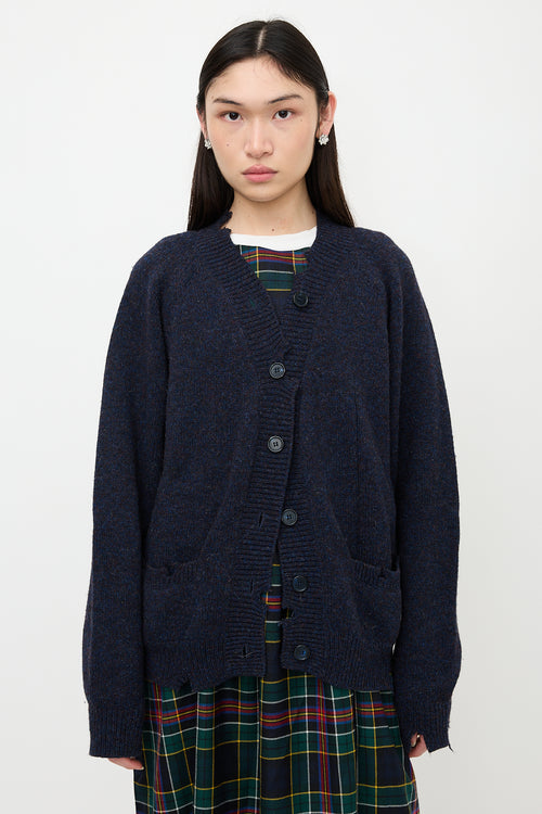 Maison Margiela Distressed Wool Cut Out Cardigan