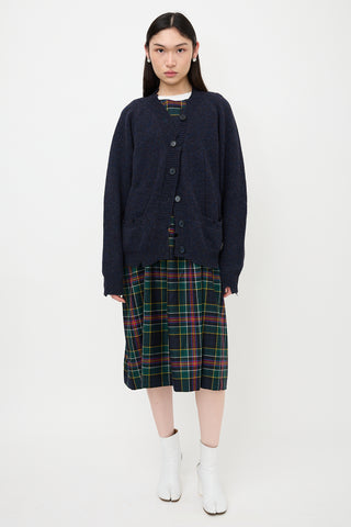 Maison Margiela Distressed Wool Cut Out Cardigan