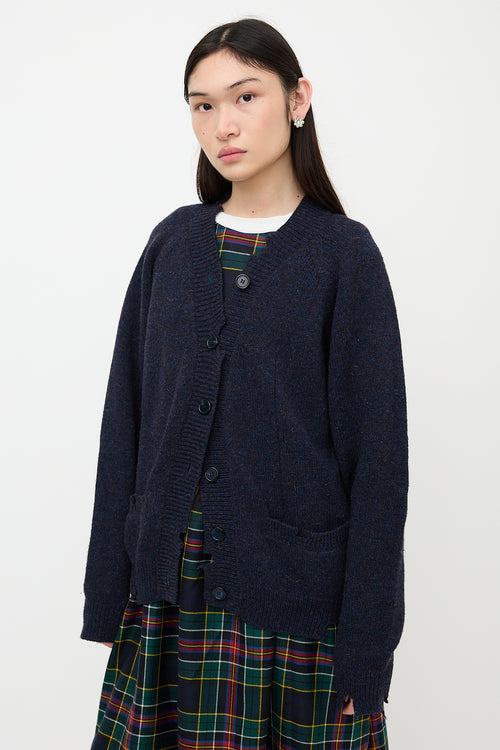Maison Margiela Distressed Wool Cut Out Cardigan