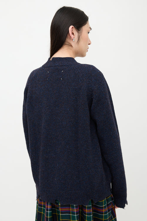 Maison Margiela Distressed Wool Cut Out Cardigan