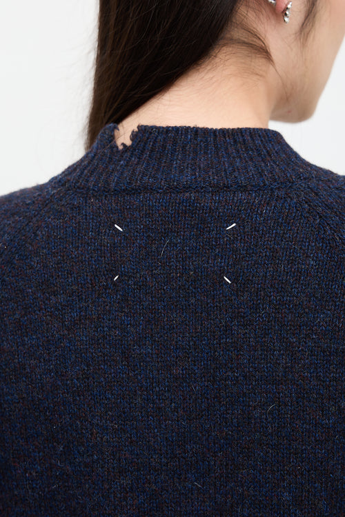 Maison Margiela Distressed Wool Cut Out Cardigan