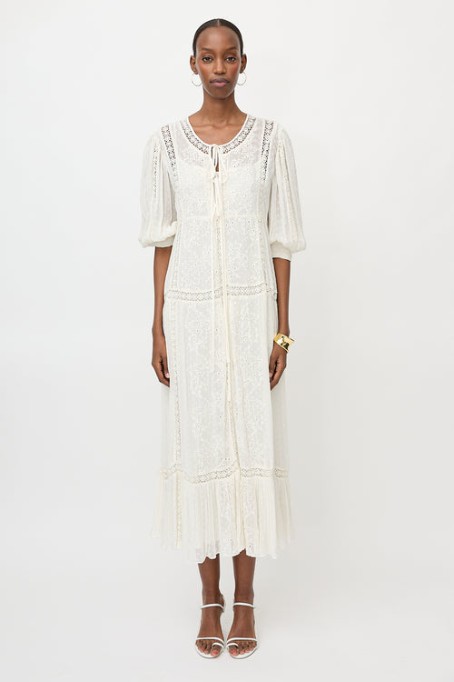 LoveShackFancy Crepe Broderie Anglaise Bex Dress