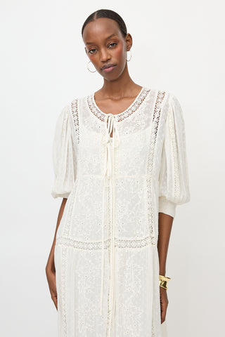 LoveShackFancy Crepe Broderie Anglaise Bex Dress